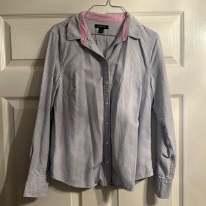 Lands’ End Blue and White Seersucker Button Up